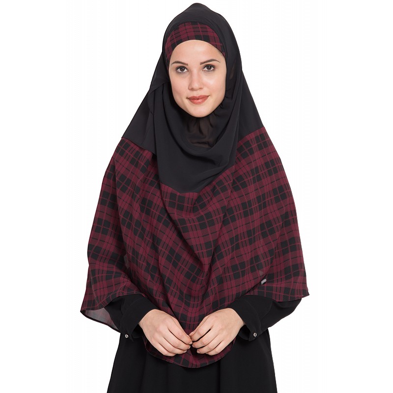 Instant hijab online- Checkered Instant Hijab at shiddat.com